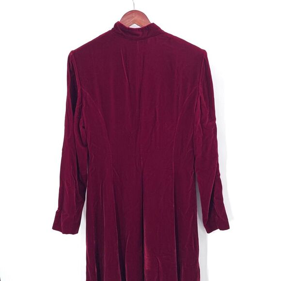 Vintage Tristan & Iseut Red Velvet Button Down Midi Dress - Picture 5 of 7